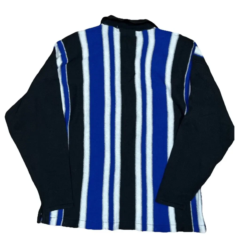 Vintage NWT Concrete Mix 1/4 Zip Striped Sweater Cotton Ramie 90s 80s Retro‎